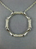 ESTATE LARGE .47CT DIAMOND 18KT WHITE GOLD 3D BAMBOO CIRCLE OF LIFE FUN NECKLACE