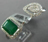 LARGE 2.90CT DIAMOND & AAA EMERALD 14KT WHITE GOLD 3D CLUSTER DOUBLE FINGER RING