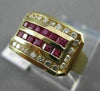 ESTATE 1.40CTW ROUND DIAMOND & AAA RUBY 14KT YELLOW GOLD SQUARE COCKTAIL RING