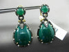 ESTATE LARGE 1.15CT DIAMOND & GREEN AGATE 14K YELLOW GOLD 3D PEAR SHAPE EARRINGS