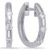 ESTATE .27CT DIAMOND 14KT WHITE GOLD 3 STONE CHANNEL ETOILE HUGGIE FUN EARRINGS