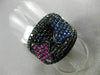 ESTATE 2.85CT BLACK DIAMOND & AAA MULTI COLOR SAPPHIRE 18KT GOLD BUTTERFLY RING