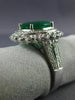 ESTATE LARGE 3.56CT DIAMOND & AAA EMERALD 18KT WHITE GOLD FLOWER ENGAGEMENT RING