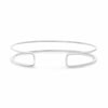 ESTATE .32CT DIAMOND 14KT WHITE GOLD 3D CLASSIC 2 ROW PAVE CUFF BANGLE BRACELET
