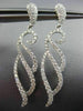 ESTATE LARGE 1.19CT ROUND DIAMOND 18KT WHITE GOLD 3D WAVE LEAF HANGING EARRINGS