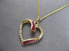 ESTATE .50CT DIAMOND & AAA RUBY 14KT YELLOW GOLD 3D OPEN HEART FLOATING PENDANT