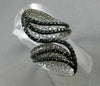 ESTATE MASSIVE 3.18CT WHITE & BLACK DIAMOND 14K WHITE GOLD 3D LEAF COCKTAIL RING