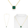 LARGE 3.19CT DIAMOND AAA EMERALD 14KT GOLD SQUARE EMERALD CUT SOLITAIRE NECKLACE
