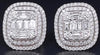 LARGE 4CT DIAMOND 18K WHITE GOLD ROUND BAGUETTE SQUARE DOUBLE HALO STUD EARRINGS