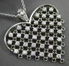 ANTIQUE EXTRA LARGE 1..50CT DIAMOND 14KT WHITE GOLD FLOATING HEART PENDANT #844