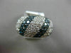 ESTATE LARGE 3.49CT WHITE BLUE DIAMOND 18K WHITE GOLD MULTI ROW ANNIVERSARY RING
