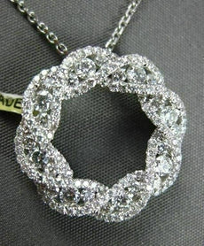 ESTATE .98CT DIAMOND 18KT WHITE GOLD FLOATING INFINITY OPEN CIRCLE PENDANT #8444