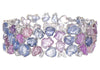 EXTRA LARGE 55.60CT DIAMOND & AAA MULTI COLOR SAPPHIRE 18KT WHITE GOLD BRACELET