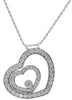 ESTATE 1.60CT DIAMOND 18KT WHITE GOLD DOUBLE HEART SIDEWAYS OPEN HEART PENDANT