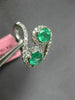 ESTATE 1.55CT DIAMOND & AAA EMERALD 18KT WHITE GOLD LOVE KNOT INFINITY FUN RING