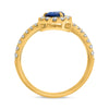 LARGE 1.29CT DIAMOND & AAA SAPPHIRE 14K YELLOW GOLD PEAR SHAPE & ROUND HALO RING
