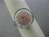 ESTATE WIDE .61CT WHITE & PINK DIAMOND 18KT WHITE & ROSE GOLD ROUND CLUSTER RING