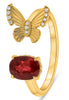 1.39CT DIAMOND & AAA RUBY 14KT YELLOW GOLD 3D OVAL BUTTERFLY SOLITAIRE LOVE RING
