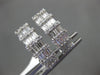 ESTATE WIDE 1.92CT ROUND & BAGUETTE DIAMOND 18KT WHITE GOLD 3D HANGING EARRINGS