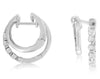 .26CT DIAMOND 14KT WHITE GOLD ROUND 2 ROW BEZEL HOOP HUGGIE FUN HANGING EARRINGS