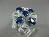 ESTATE LARGE 2.48CT DIAMOND & SAPPHIRE 18K WHITE GOLD 3D SQUARE FLOWER LOVE RING