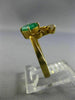 ESTATE .80CT DIAMOND & AAA EMERALD 18KT YELLOW GOLD 3D LEAF ROPE HEART LOVE RING