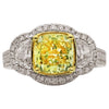 ESTATE LARGE 3.65CT WHITE & FANCY YELLOW DIAMOND 18K TWO TONE GOLD PROMISE RING