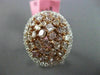 ESTATE EXTRA LARGE 4.23CT MULTI COLOR DIAMOND 18K WHITE & ROSE GOLD 3D OVAL RING