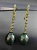 ESTATE LARGE .36CT DIAMOND 18KT YELLOW GOLD AAA TAHITIAN PEARL HANGING EARRINGS