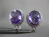 ESTATE LARGE 9.43CT DIAMOND & AAA AMETHYST 14K WHITE GOLD 3D OVAL HALO EARRINGS