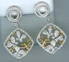 1.28CT DIAMOND 14KT 2 TONE GOLD 3D MULTI BUTTERFLY GEOMETRICAL HANGING EARRINGS