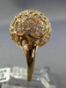 ESTATE LARGE 1.26CT DIAMOND 14KT ROSE GOLD 3D FILIGREE DOME SHAPE BUTTERFLY RING