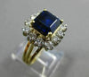 ESTATE WIDE 4.08CT DIAMOND & AAA SAPPHIRE 18K 2 TONE GOLD ENGAGEMENT RING #20600