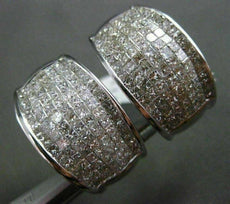 ESTATE EXTRA LARGE 5.81CT DIAMOND PRINCESS 14KT WHITE GOLD 3D ELONGATED EARRINGS