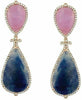 ESTATE EXTRA LARGE 54.0CT DIAMOND & AAA FANCY SAPPHIRE 14K ROSE GOLD 3D EARRINGS