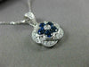 ESTATE 1.05CT DIAMOND & AAA SAPPHIRE 14KT WHITE GOLD 3D FLOWER FILIGREE PENDANT