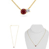 .92CT DIAMOND & AAA RUBY 14K YELLOW GOLD 3D ROUND DOUBLE SOLITAIRE LOVE NECKLACE