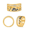 WIDE .54CT DIAMOND & AAA SAPPHIRE 14KT YELLOW GOLD ROUND DOUBLE BAND ETOILE RING