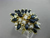 ESTATE LARGE 3.56CT DIAMOND & AAA SAPPHIRE 14KT YELLOW GOLD FLOWER COCKTAIL RING