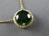 ESTATE LARGE 2.14CT DIAMOND & AAA GREEN GARNET 14KT YELLOW GOLD 3D HALO NECKLACE