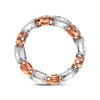 2.16CT WHITE & PINK DIAMOND 18KT WHITE & ROSE GOLD ROUND HALO ANNIVERSARY RING