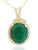 LARGE 5.12CT DIAMOND & AAA EMERALD 14KT YELLOW GOLD 3D OVAL & ROUND HALO PENDANT