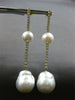EXTRA LARGE 1.7CT DIAMOND & AAA SOUTH SEA PEARL 18K YELLOW GOLD HANGING EARRINGS