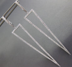 EXTRA LARGE 1.02CT DIAMOND 18KT WHITE GOLD ELONGATED TRIANGULAR HANGING EARRINGS