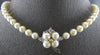 LONG .12CT DIAMOND & AAA SOUTH SEA PEARL 14KT WHITE GOLD FLOWER NECKLACE #27926