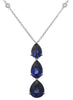 10.66CT DIAMOND & AAA SAPPHIRE 18K WHITE GOLD PEAR SHAPE & ROUND LARIAT NECKLACE