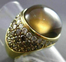 ESTATE MASSIVE 22.27CTW FANCY DIAMOND & AAA SMOKY TOPAZ 18KT YELLOW GOLD RING