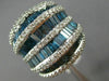 ESTATE MASSIVE 5.05CT ROUND & BAGUETTE WHITE & BLUE DIAMOND 14KT WHITE GOLD RING