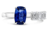 LARGE 2.41CT DIAMOND & AAA SAPPHIRE 18KT WHITE GOLD CUSHION SOLITAIRE LOVE RING