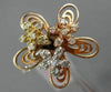 ESTATE WIDE .36CT DIAMOND 14KT WHITE YELLOW ROSE GOLD 3D STAR FLOWER LOVE RING